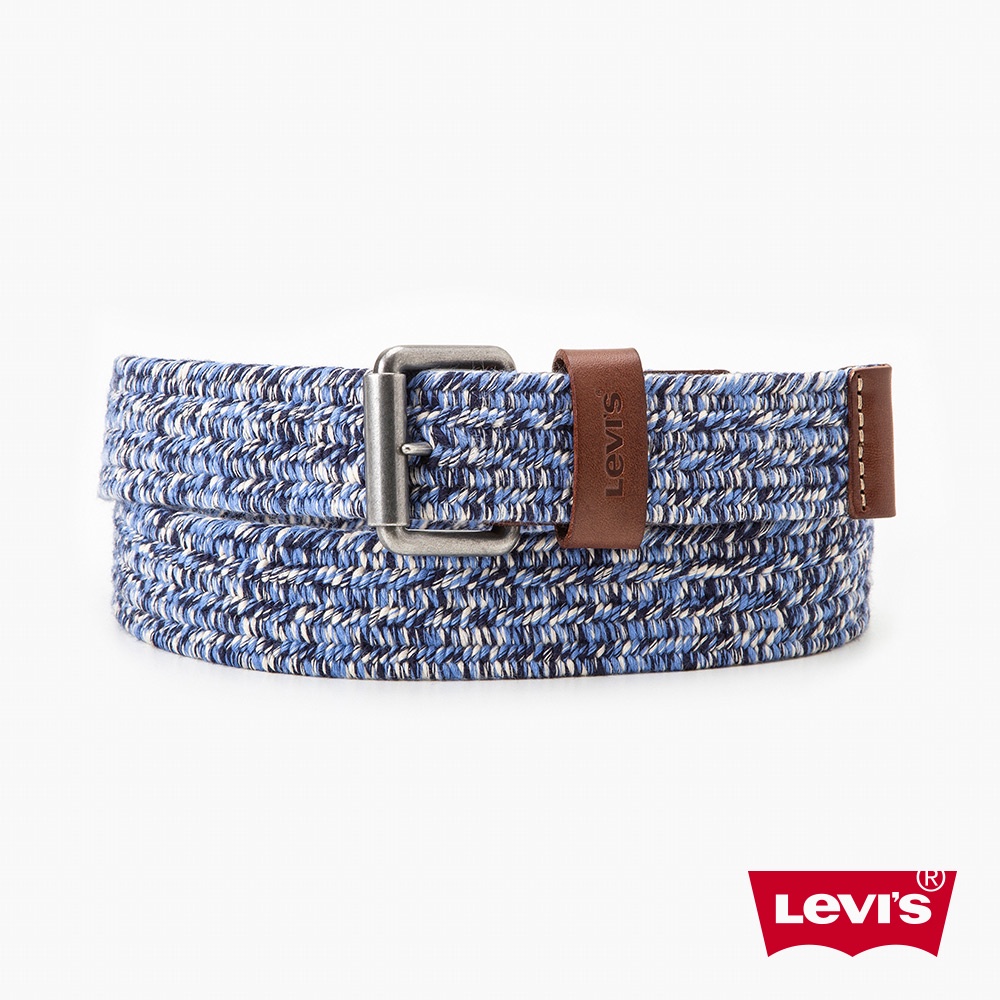 Levis 編織免打洞皮帶 / 精工Logo浮雕釦頭 藍 男款 D7775-0004 人氣新品