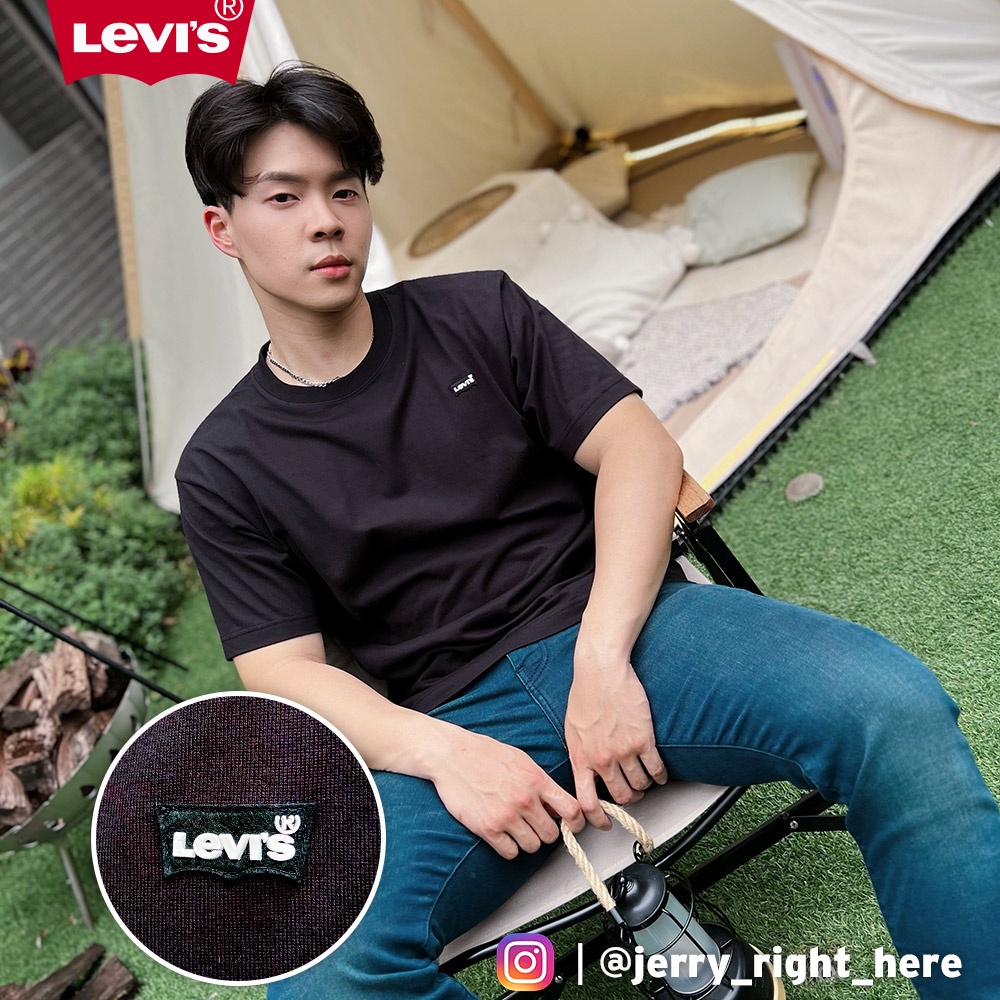 Levis 重磅短袖T恤 / 精工迷你立體膠印Logo / 220GSM厚棉 黑 男款 A6382-0001 人氣新品