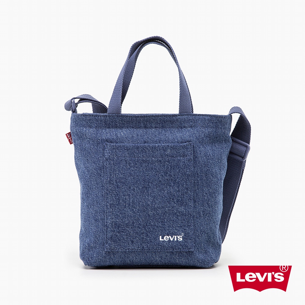 Levis 手提、側背兩用丹寧迷你手拿包 / 拉鍊開口 / 精工刺繡Logo 男女 D7561-0012 人氣新品