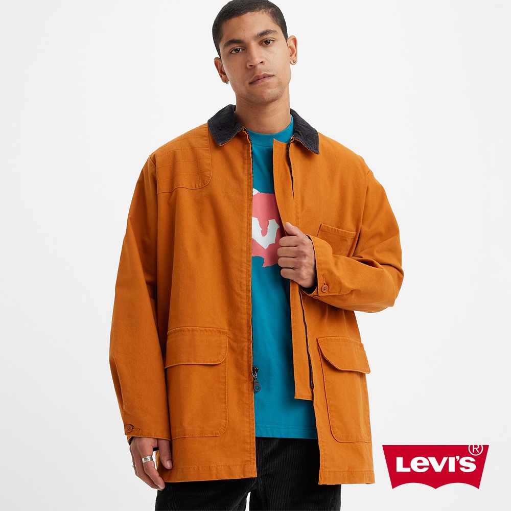 Levis 滑板系列 寬鬆長版燈心絨領工裝外套 / 彈性布料 男 A5728-0000 人氣新品