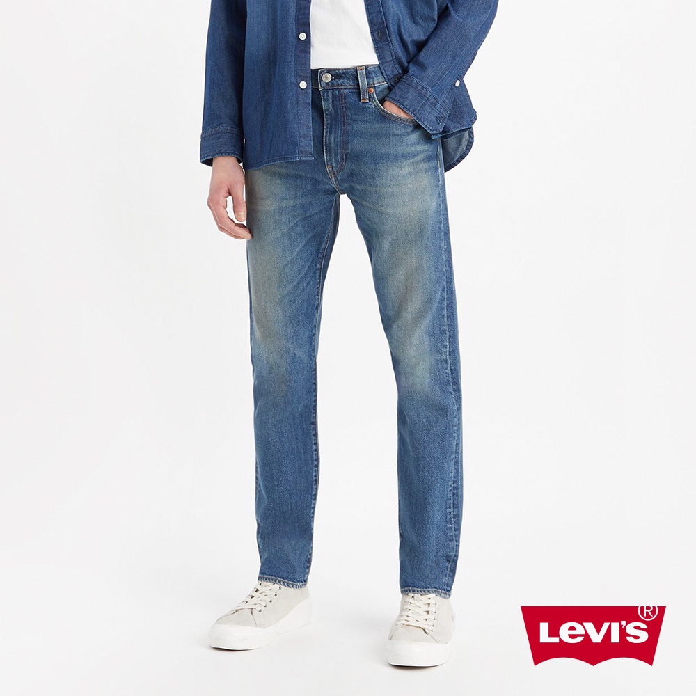 Levis 502上寬下窄舒適窄管牛仔褲 精工中藍染洗舊 天絲棉 彈性布料 男 29507-1391 熱賣單品