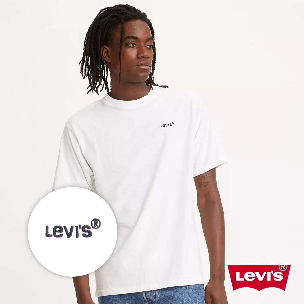 Levis 短袖T恤 / 迷你刺繡摩登復古Logo / 寬鬆休閒版型 白 男款 人氣新品 A0637-0000