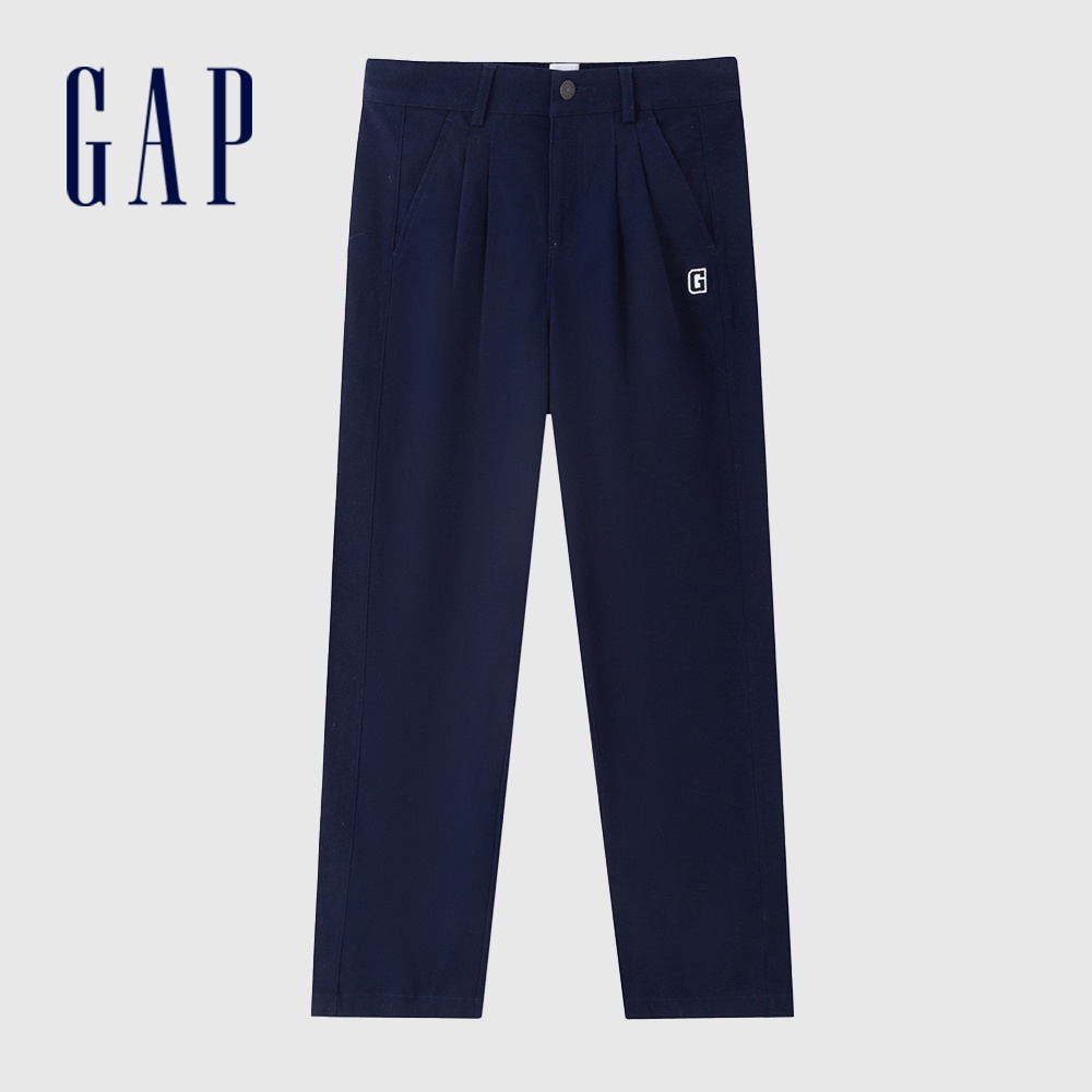 Gap 女裝 Logo直筒卡其褲-海軍藍(876123)