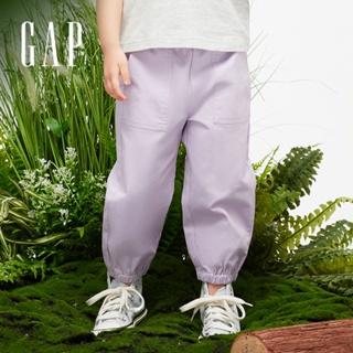 Gap 女幼童裝 Logo束口鬆緊棉褲-淡紫色(890216)