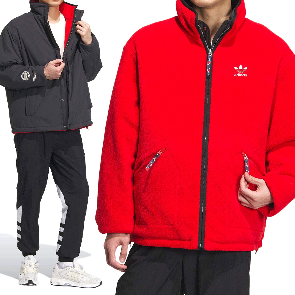 Adidas REV Sherpa JKT 男款 黑紅色 休閒 冬季 CNY 冬季 外套 IX4209