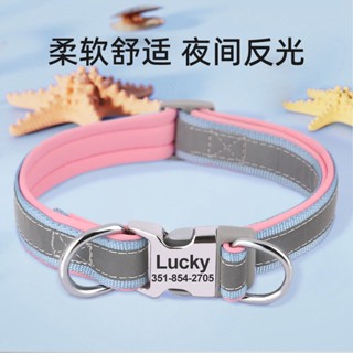 ✨萌寵出道✨寵物項圈 反光頸圈 客製化項圈 免費刻字 狗狗項圈 狗頸圈 可調節 貓咪項圈 防丟名牌 牽引項圈套裝