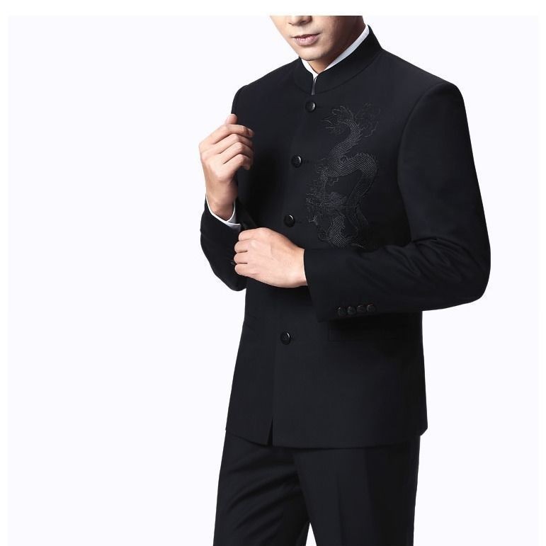 中山裝套裝男士青年緊身中式民族服飾中華立領西裝中國風唐裝秋季 中山裝 男外套