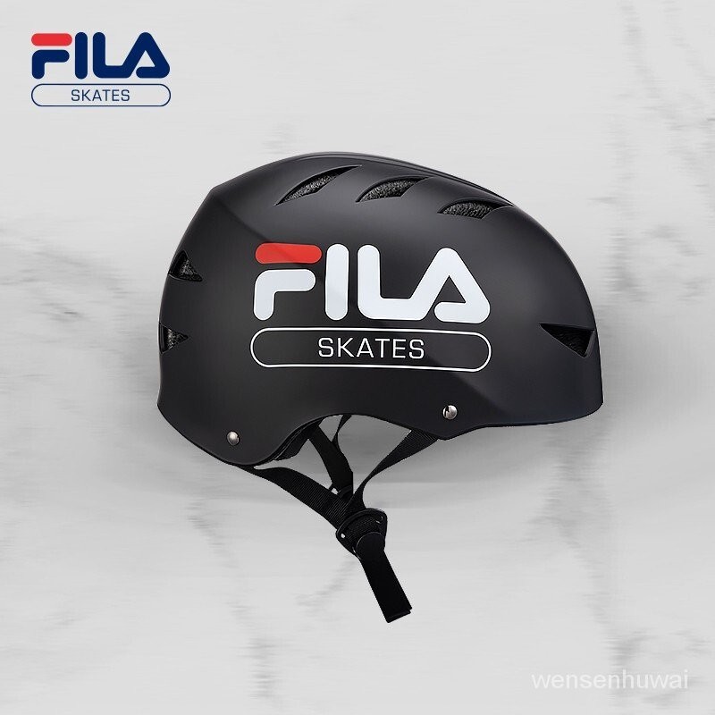 【文森戶外】斐樂FILA頭盔平衡車輪滑護具自行車滑闆車專業滑闆頭盔可微調節尺碼安全帽成人兒童通用安全頭盔 黑色 S碼免運