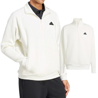 Adidas M Z.N.E. H-ZIP 男款 白色 立領 半拉鍊 運動 休閒 上衣 長袖 IN1850