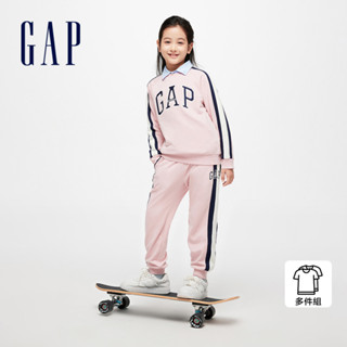 Gap 女童裝 Logo圓領長袖長褲家居套裝-粉紅色(890209)