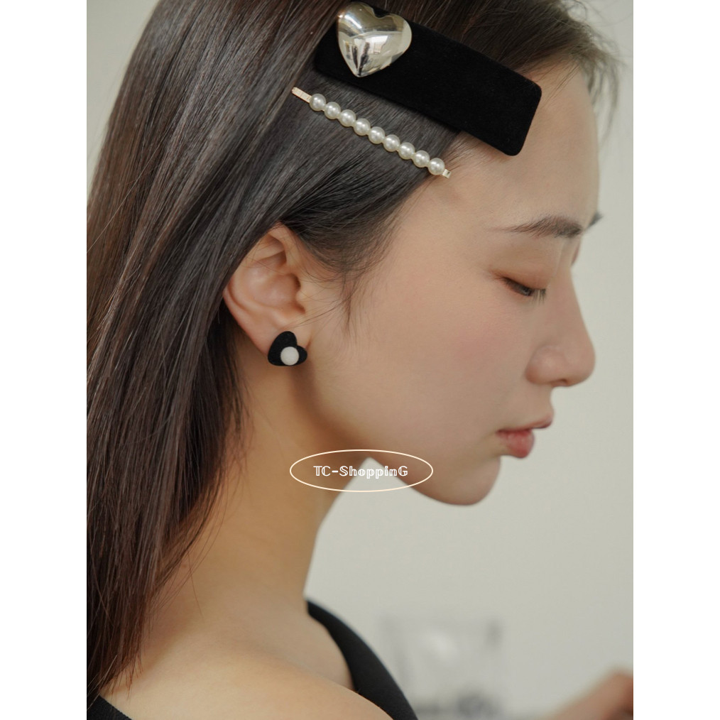 【黑色芭比風🖤立體心型單珠耳環】𝕋ℂ-𝕊𝕙𝕠𝕡𝕡𝕚𝕟𝔾 心型耳環  愛心耳環 純銀 S925 韓國飾品代購球型
