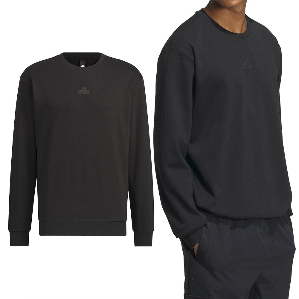 Adidas 男 黑色 保暖 輕量 休閒 圓領 上衣 長袖 IP4960