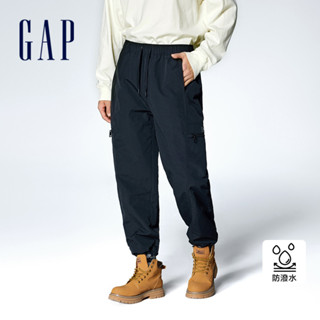 Gap 男裝 Logo防潑水束口鬆緊工裝褲-黑色(884774)