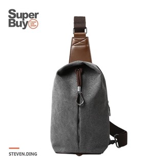 <Superbuy>大容量帆布胸包/側背包 側肩包 優質水洗帆布/單肩包/斜背包 時尚簡約男包/IPAD數碼包/個性背包