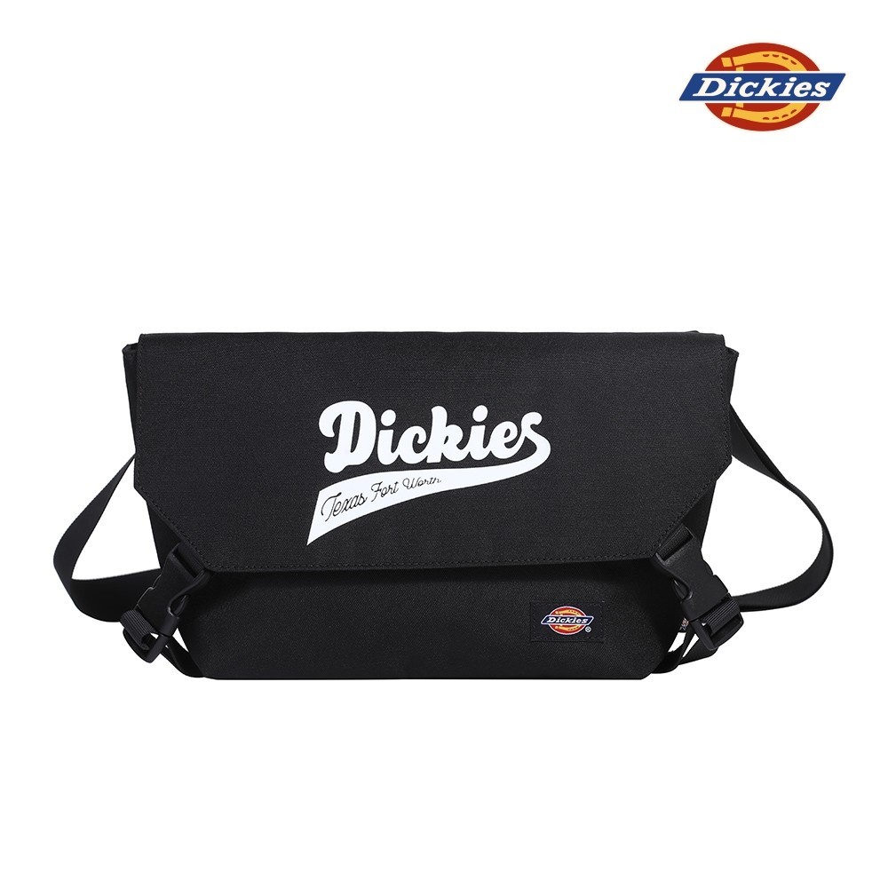 Dickies男女款黑色大容量翻蓋式雙插扣郵差包|DK012393BLK