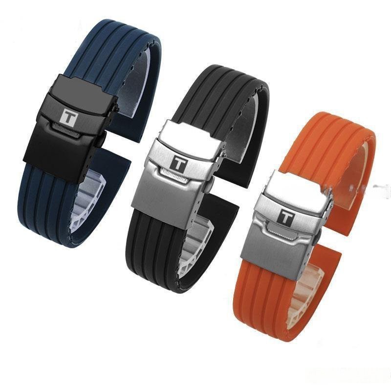 天梭硅膠表帶 力洛克男橡膠手表帶t41柔軟運動防水表鏈19 20 21mm