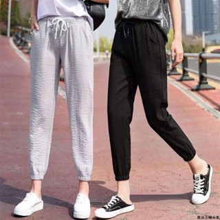 麗莎大碼女裝長褲 休閒褲 運動褲夏季長褲女寬鬆長褲休閑褲女生褲子女生長褲哈倫束腳褲女運動褲顯瘦九分褲大碼運動褲女