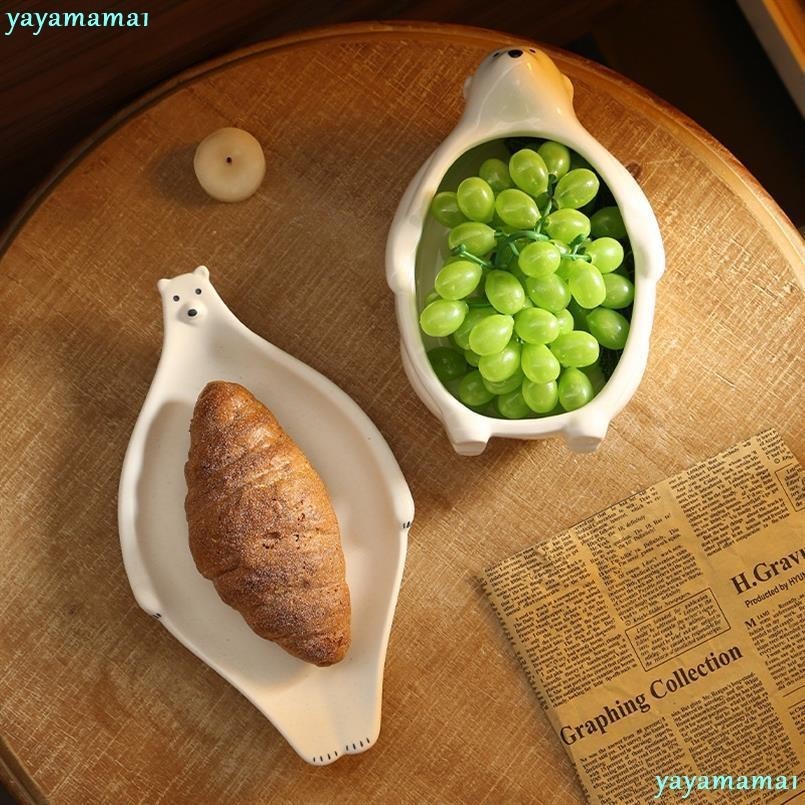 台灣出貨日式北極熊陶瓷碗不規則可愛盤子湯碗麵碗水果沙拉碗IOI