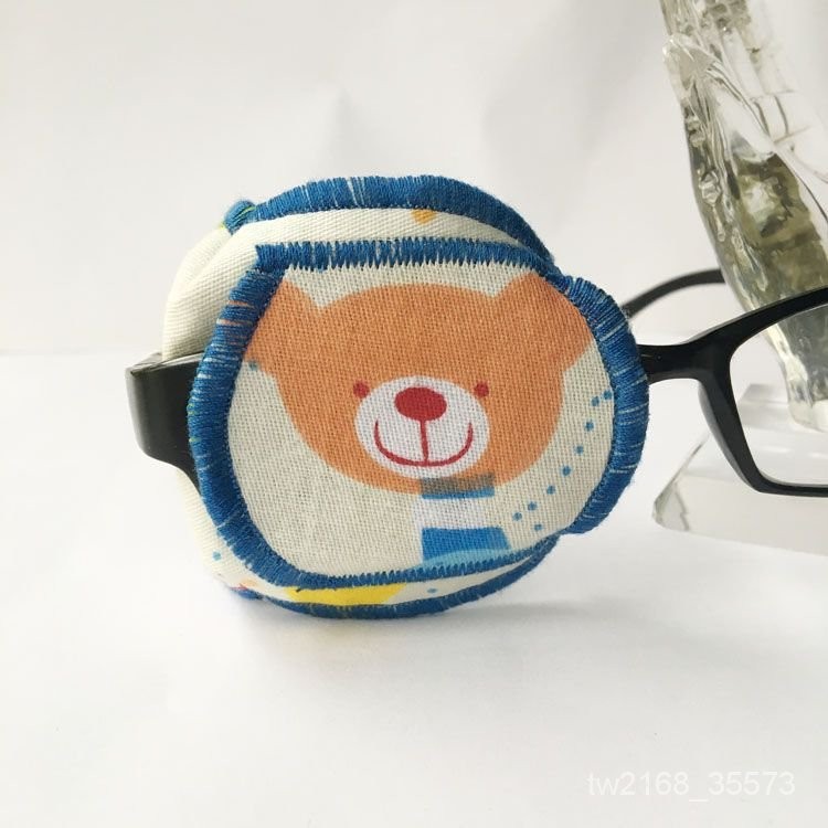 💥臺灣好物💥熊寶頭兒童弱視立體全遮蓋輕薄單眼矯正遮光遮眼鏡套全棉卡通眼罩