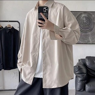 襯衫 上衣 襯衫男118(過年清倉)港風秋季潮流長袖百搭寬鬆休閒男女士襯衣外套