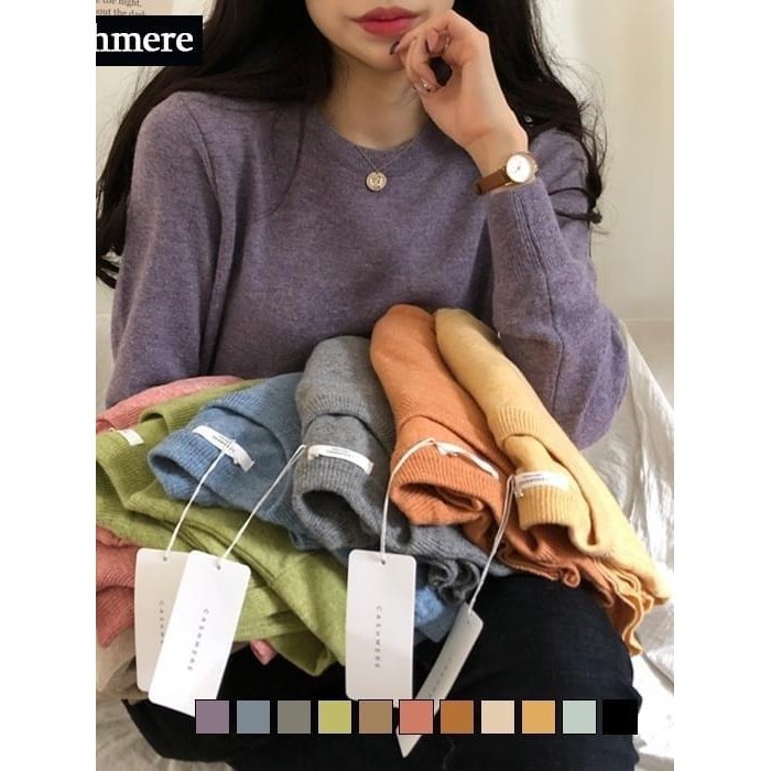 【Codibook】韓國 gifteabox 喀什米爾圓領針織衫［預購］針織衫 毛衣 女裝