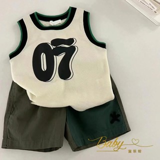希希❤baby男童夏裝套裝2024炸街時髦寶寶寬松背心韓系童裝洋氣兒童工裝短褲