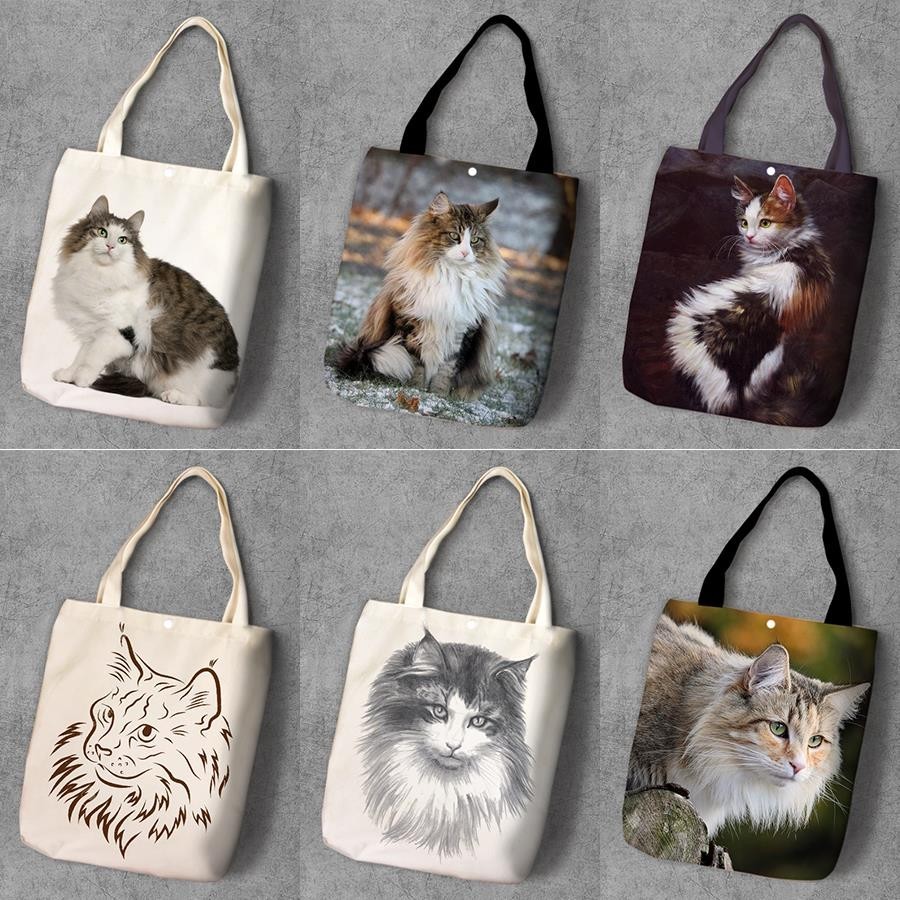陸團團✨挪威森林貓Norwegian Forest Cat購物袋單肩袋學生帆布包書包