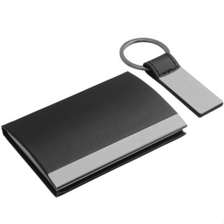 台灣現貨 德國《REFLECTS》鑰匙圈+磁性皮革名片盒2件(黑) | 證件夾 卡夾