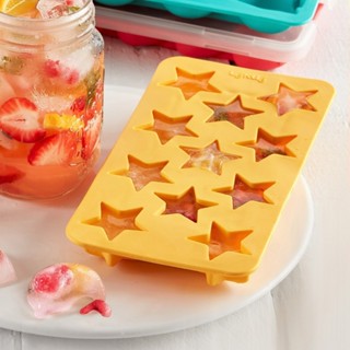 台灣現貨 西班牙製造《LEKUE》11格附蓋星星製冰盒(杏黃) | 冰塊盒 冰塊模 冰模 冰格