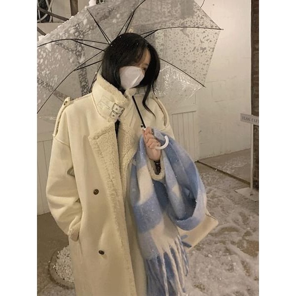 Codibook｜韓國 dressnalda 特色羊毛絨毛內裡水貂扣環長大衣［預購］大衣 女裝