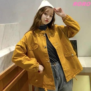 RORO🔸S-2XL 大尺碼外套 2023春季新款工裝外套女學生韓版寬松短款BF原宿風顯瘦夾克上衣潮 女生外套 大碼外套