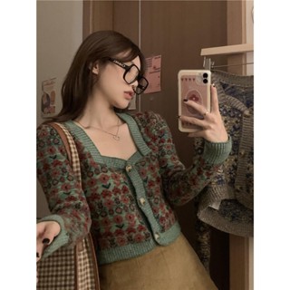 【Codibook】韓國 Wansmall cd6124 愛心領花磚設計短版針織外套［預購］針織外套 女裝