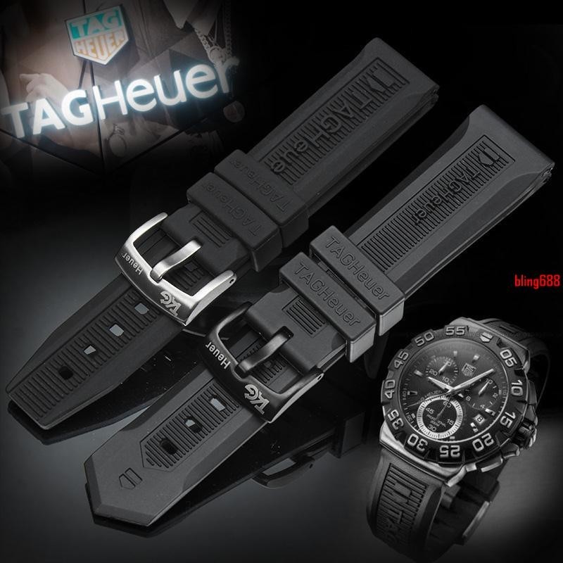 新品888原裝格泰豪雅TAG Heuer卡萊拉 F1系列手錶帶男士柔軟矽膠手錶帶