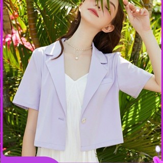 💥韓版 女裝 外套女 小西裝外套 夏季短袖小西裝外套女薄款西服2022年新款網紅炸街爆款小個子上衣