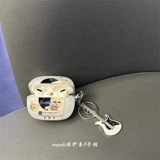 ins可愛白色小貓CD碟適用蘋果airpods2/3代無線藍牙耳機保護套pro