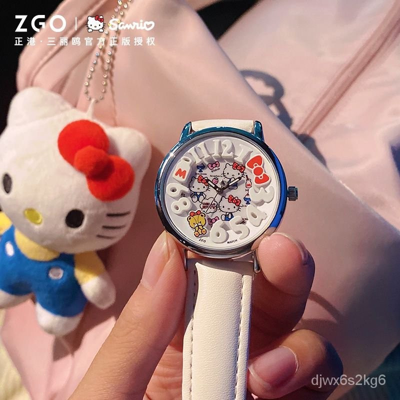 正港ZGOx三麗鷗HelloKitty手錶女初中女生Kitty貓可愛手錶看時間 A5OA