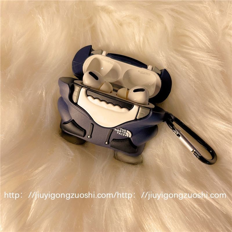可愛鯊魚適用AirPods3代保護套蘋果1/2代藍牙耳機套pro硅膠軟殼潮