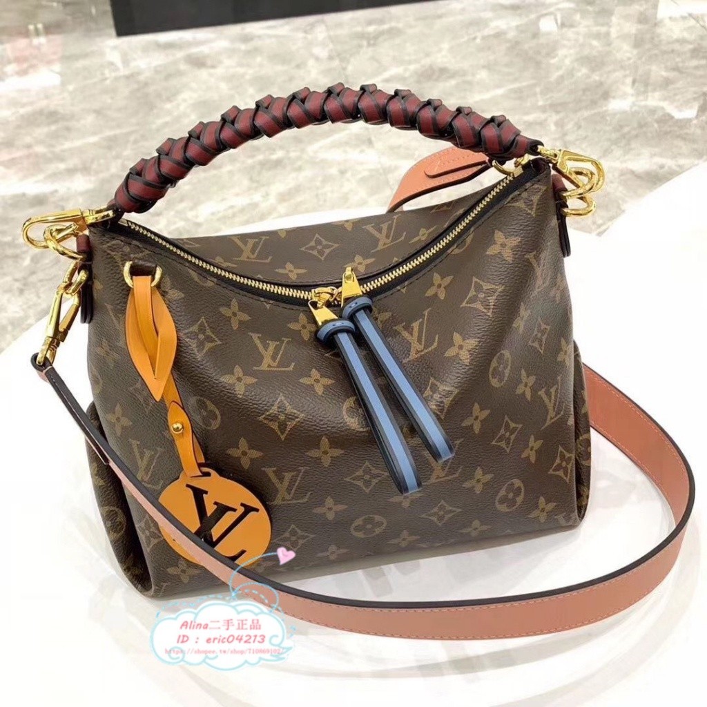 【法國二手】 LV 路易威登 Beaubourg Hobo M55090 微笑包 編織手柄 手提包 斜背 肩背包