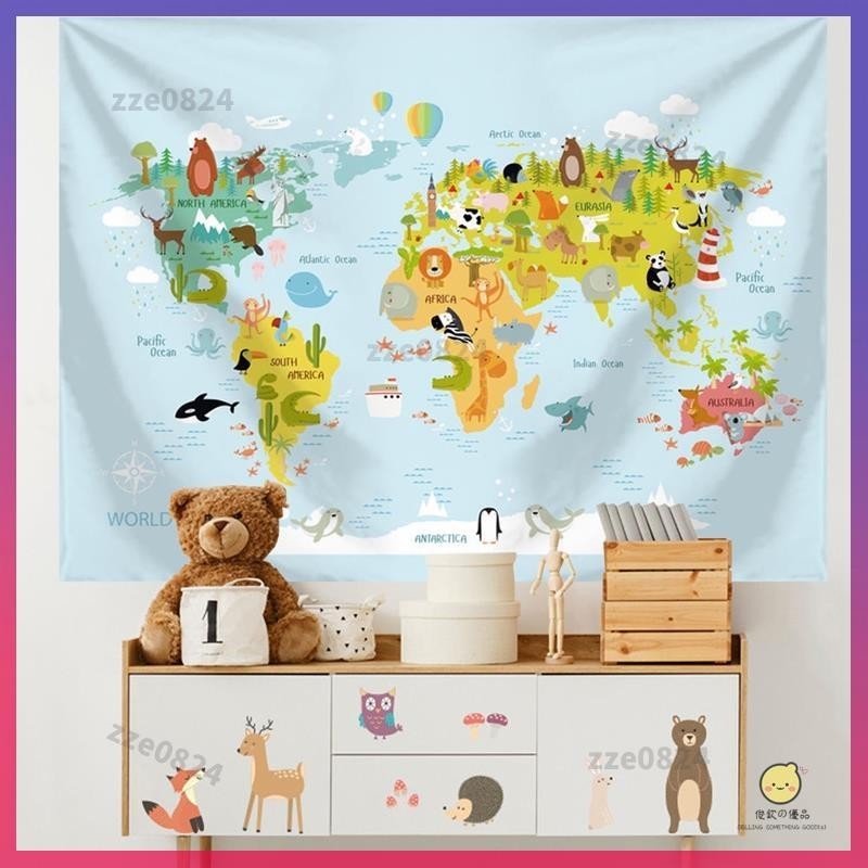 🖼️【精美挂布】🎆ins背景布 北歐風掛布 動物掛布世界地圖掛布 嬰兒小孩房間床頭掛布 臥室裝飾布 生日主題佈置墻布