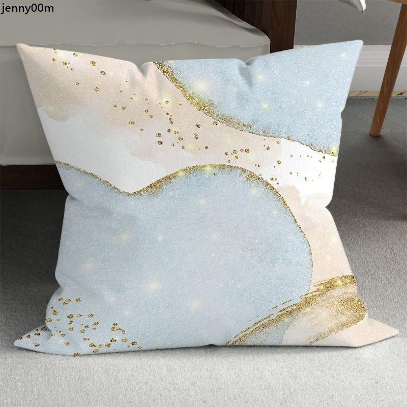 新款創意枕套✨ 抽象藝術水彩圖形方形抱枕套鎏金紋理質感雙面印圖沙發床頭靠坐墊