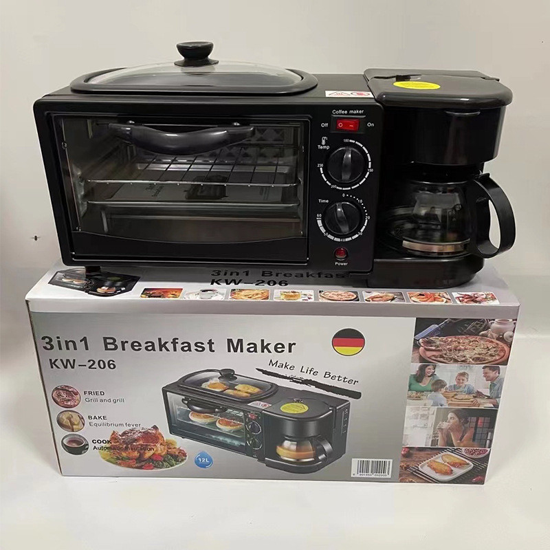 熱銷  熱賣  三閤一多功能傢用早餐機   110V多士爐迷你烤箱 烤食品烘烤机