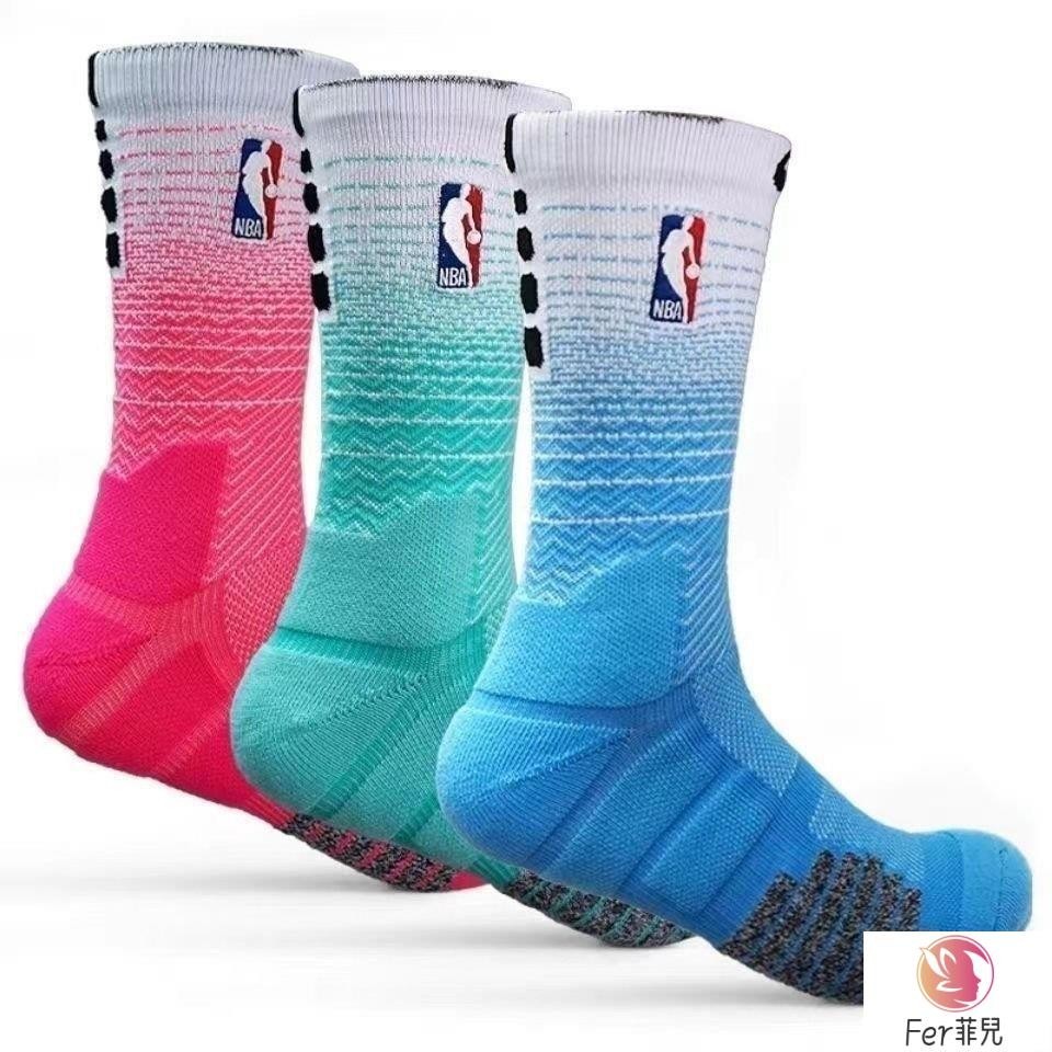 Fer💕23新款NBA漸變籃球襪專業加厚球員版精英實戰毛巾底運動襪中高筒
