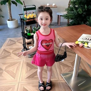 Lovelg baby🌷女童裝套裝2024新款夏季兒童韓版時髦背心短褲洋氣寶寶休閒兩件套