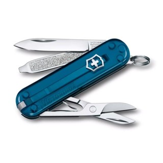 【Victorinox 瑞士維氏】瑞士刀 CLASSIC SD 小型袋裝刀 7用刀 58mm-透深藍(0.6223.T61G) 墊腳石購物網