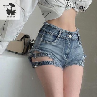 美式性感純欲風辣妹牛仔短褲 女夏季新款彈力緊身鏤空設計感褲 子潮