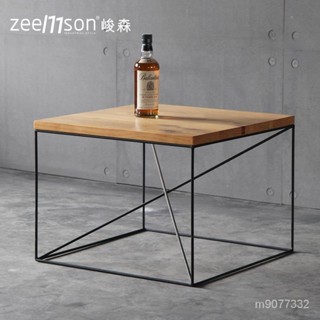 【 免運】ins鐵藝實木咖啡桌 北歐小茶幾簡約小方幾方形邊幾角幾奶茶店桌子