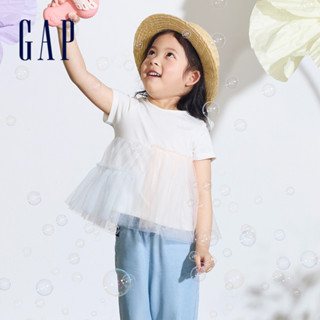 Gap 女幼童裝 Logo純棉圓領短袖T恤-白色(890532)