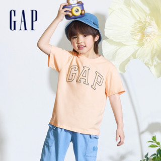 Gap 男童裝 Logo純棉圓領短袖T恤-橘黃色(890588)