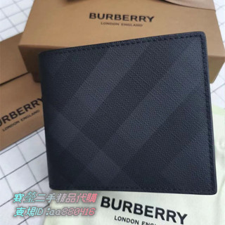 BURBERRY 經典 London格紋 皮革 對折錢包 短夾 八卡 錢夾 卡夾 80144811 免運