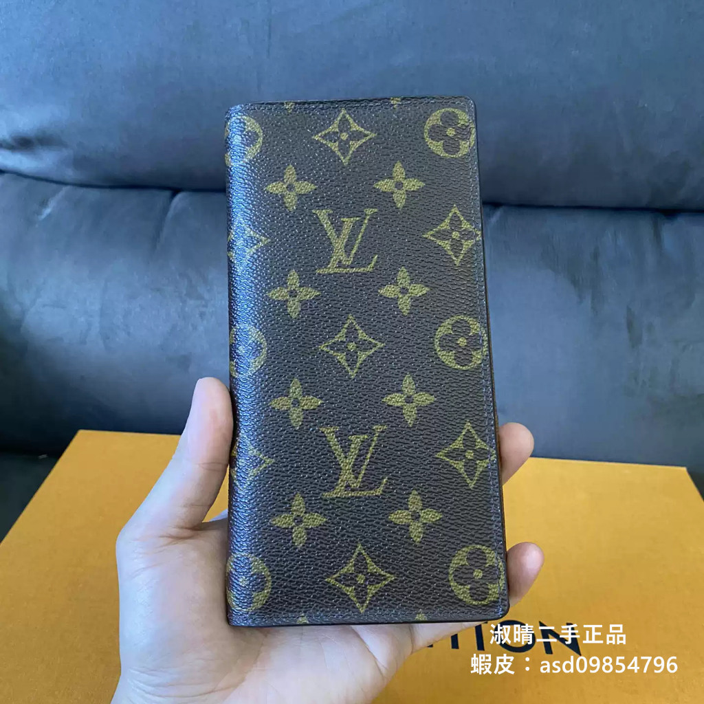 『二手』LV BRAZZA 錢夾 m66540 路易威登老花對折長夾 真皮皮夾 多卡位 牛皮 黑色 灰色手拿錢包